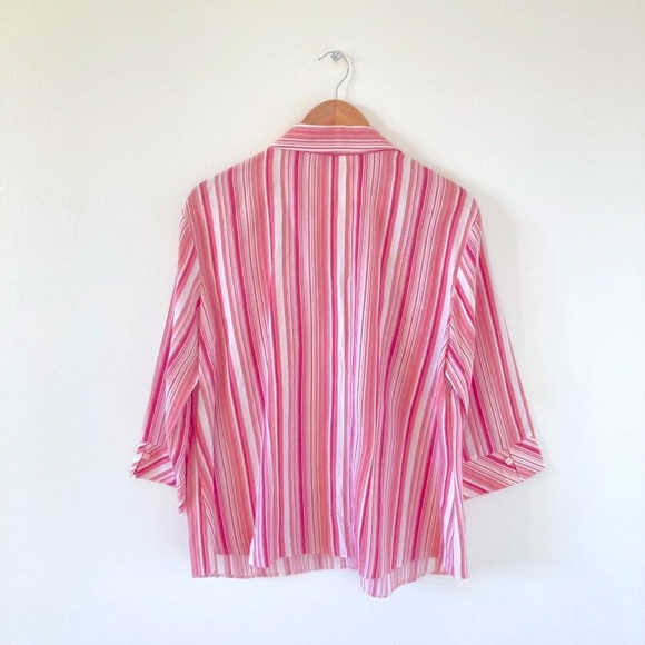 Bonmarche Women's Deadstock Vintage button Shirt blouse pink stripe UK Size 20 - Picture 2 of 12